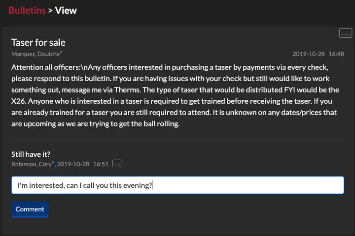 Writing a new comment below original Bulletin Post.