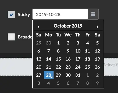 Selecting sticky time period with calendar.
